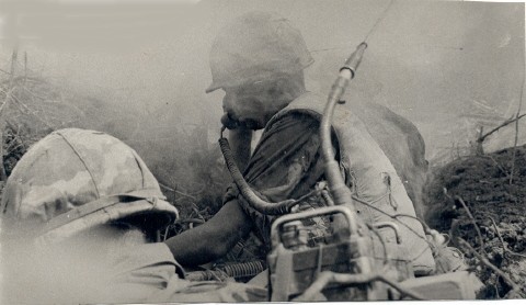 Trapazoid LT FAHEL after artillery round hit,Nov 67 2